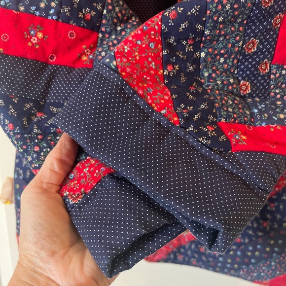 Handmade Quilt jacket Blue and Red Calico prints Americana - Picture 9 of 10